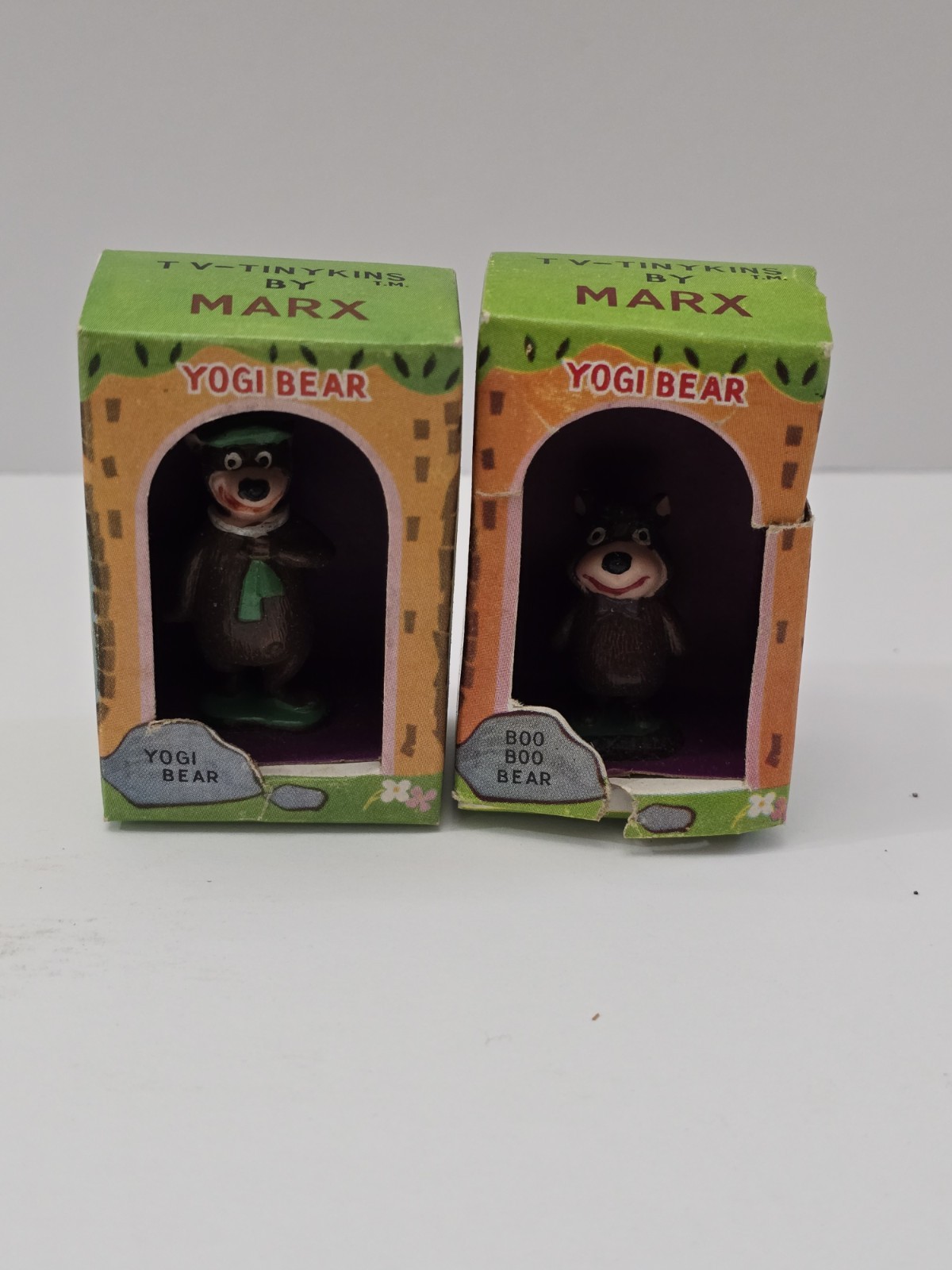 Vintage 1960s Marx Tinykins Yogi Bear Figurines- Yogi Bear And Boo Boo Bear- Nos
