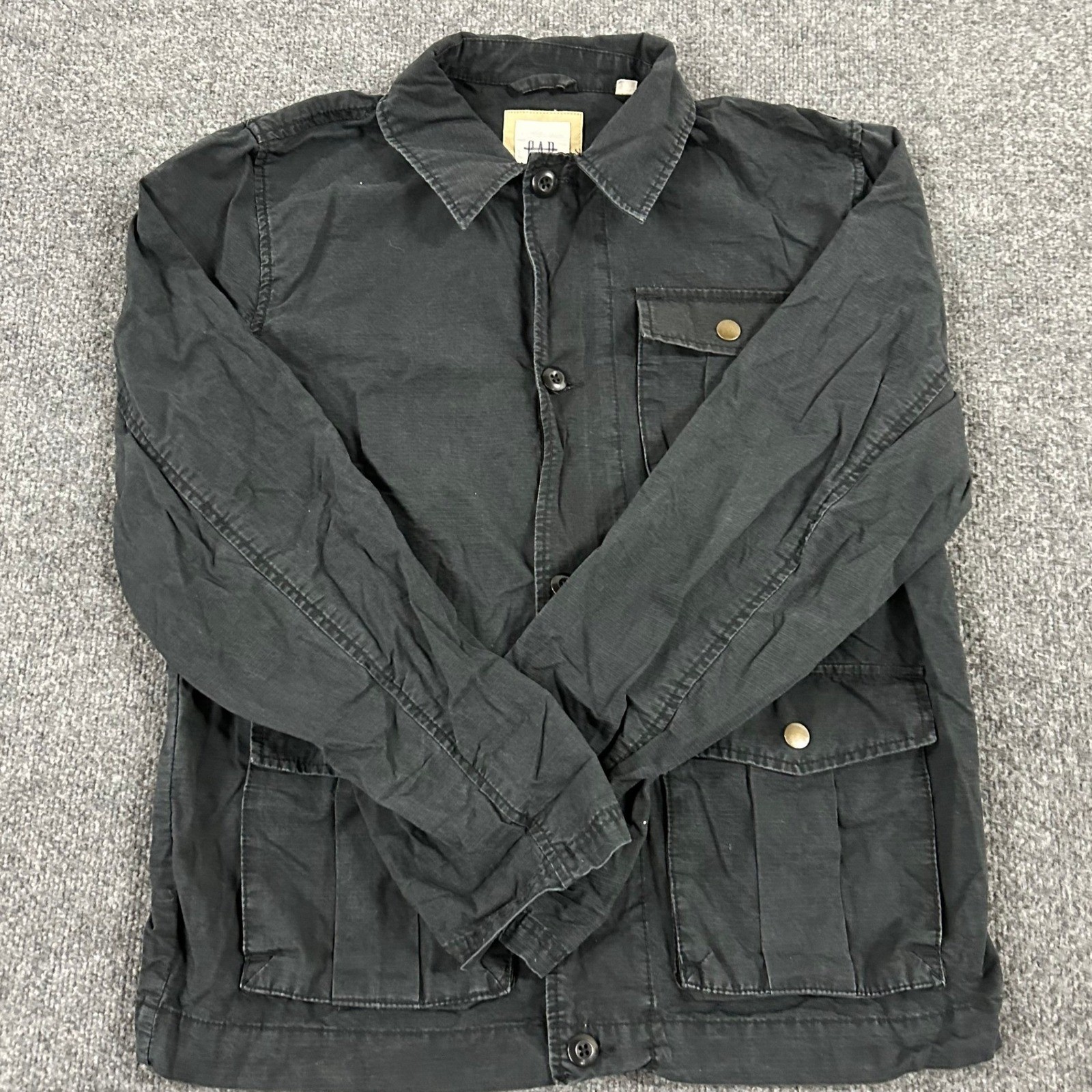 Gap Jacket Mens Size M Black Ripstop Cotton Utility Field Military Workwear