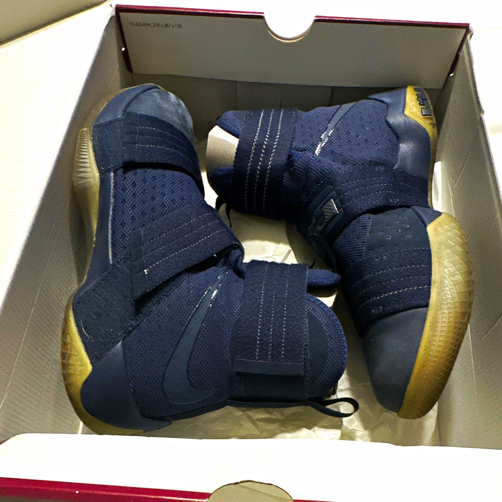 Nike LeBron Soldier 10 High Top Hook & Loop Blue Athletic Sneaker 844378444