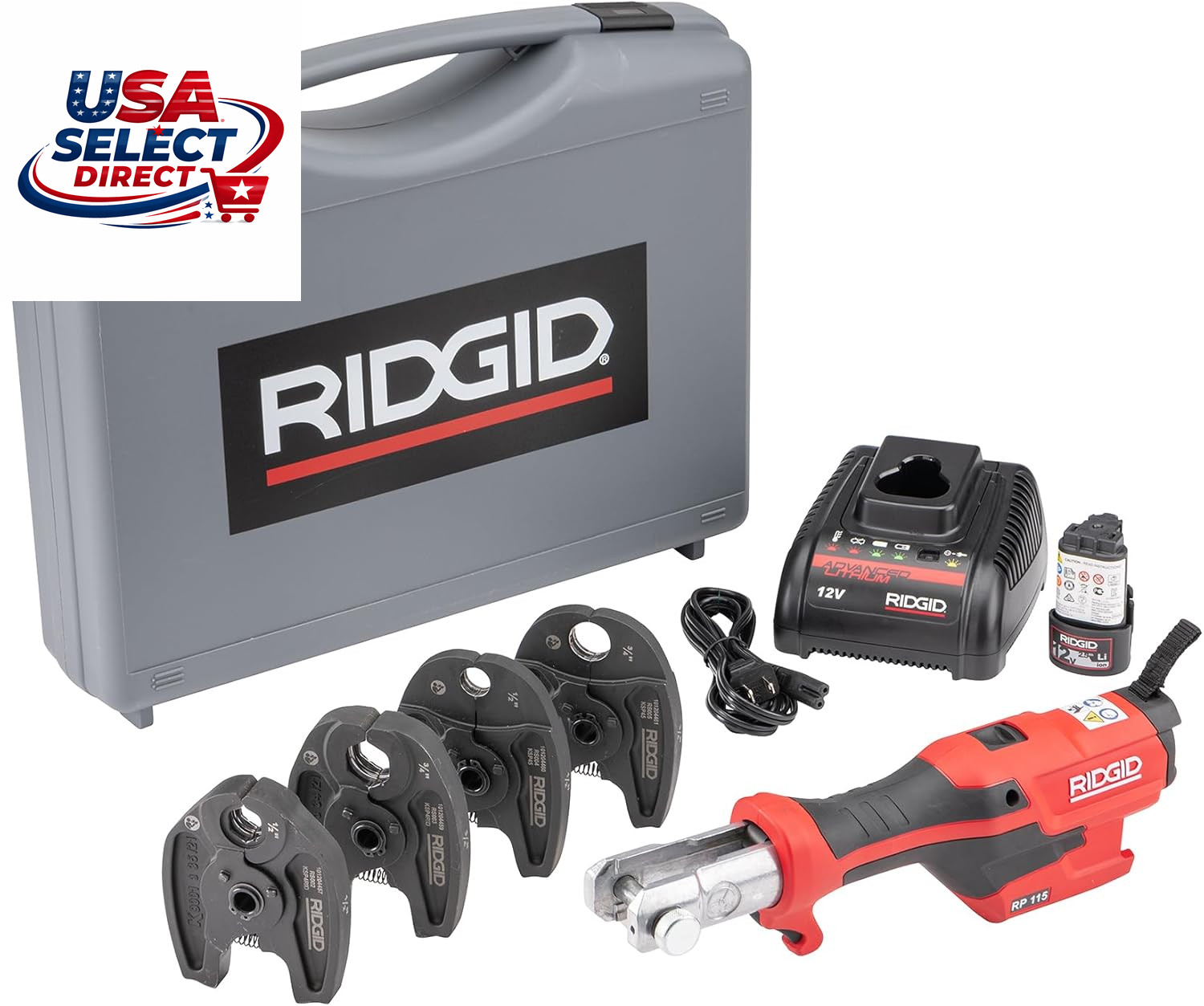 RIDGID RP 115 Mini Press Tool Kit with Battery and Jaws RIDGID RP 115 Mini Press Tool Kit with Battery and Jaws