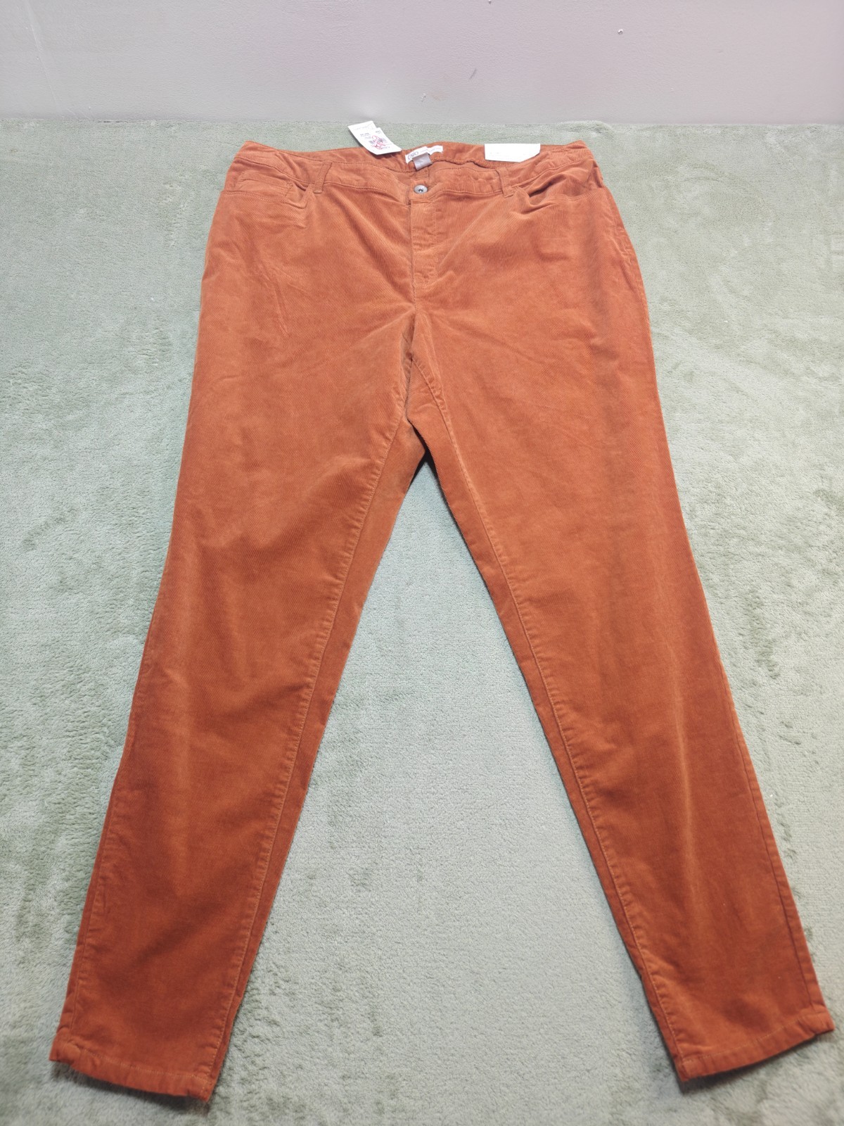 NWT Cato Plus Size 18W Orange Cognac Corduroy Straight Leg Pants Stretch