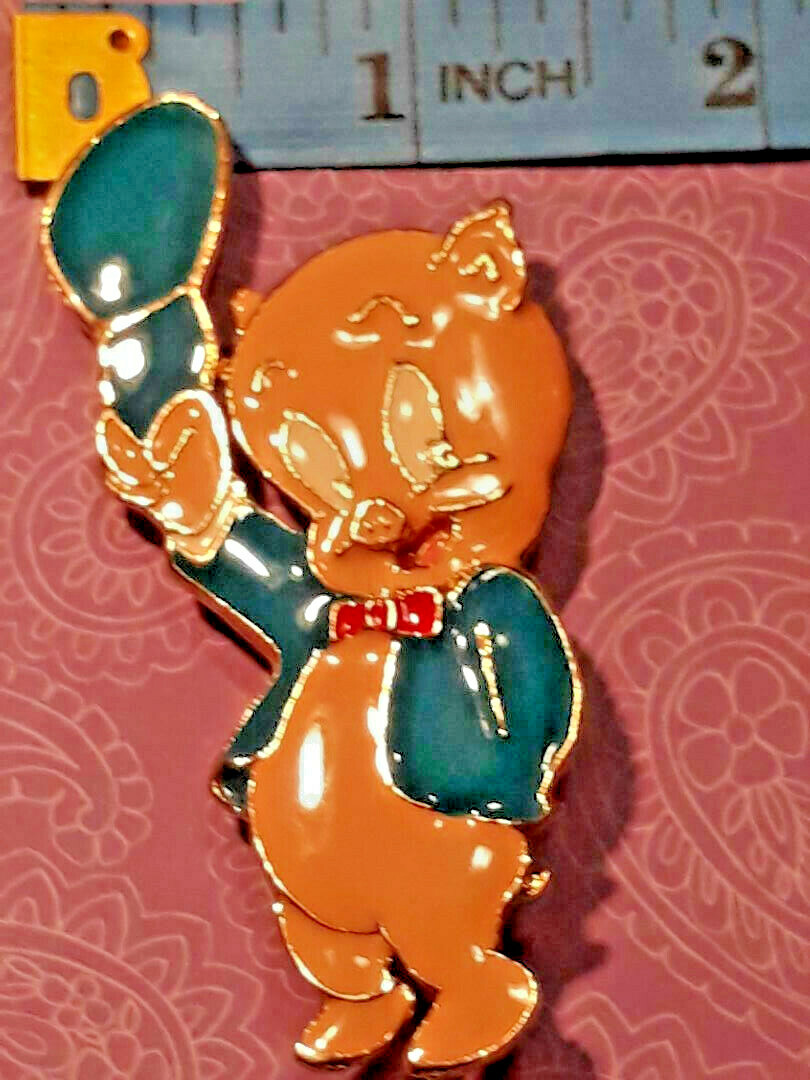 VINTAGE WARNER BROS PORKY PIG COLLECTIBLE PIN 1990'S RARE ~ Ships FREE