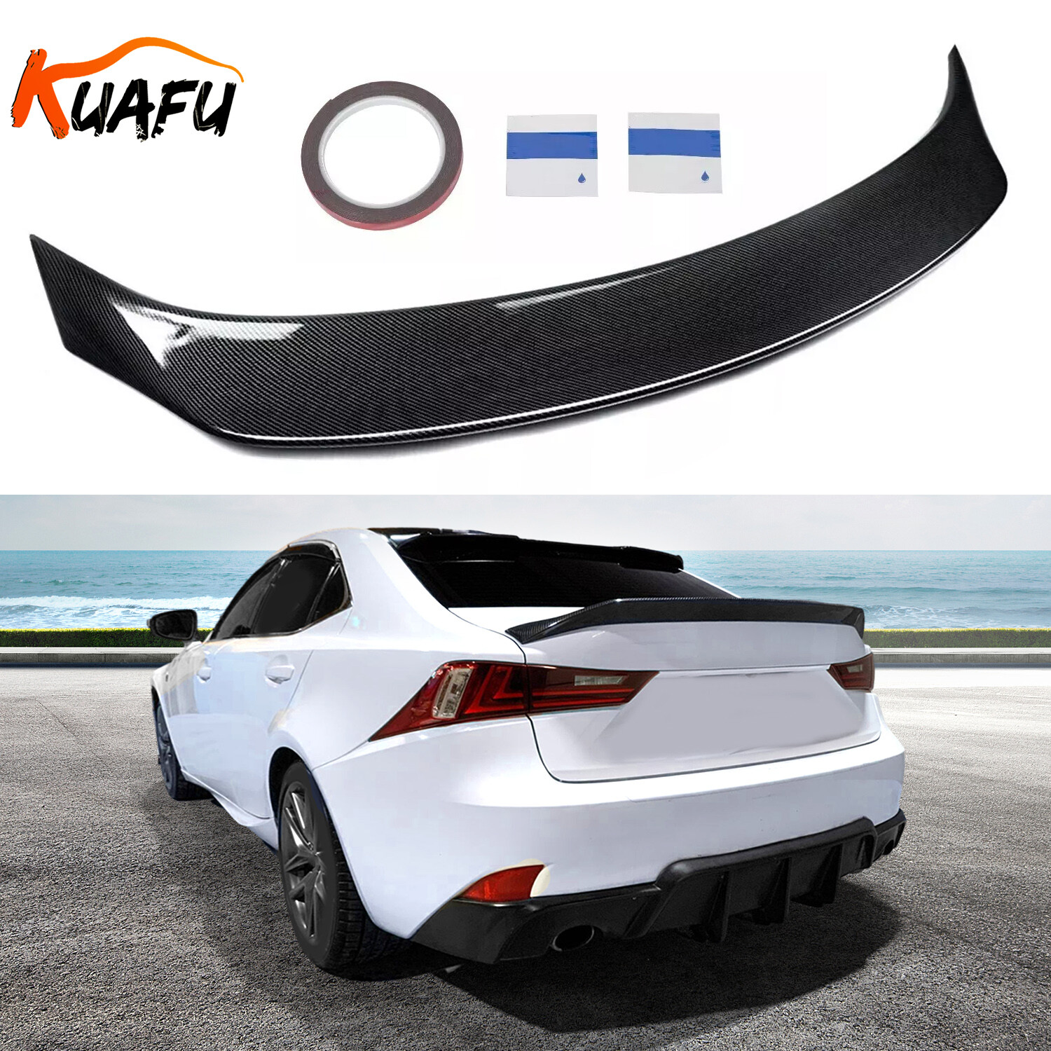 For 2014-20 Lexus IS200t IS250 IS350  AR Style Rear Trunk Spoiler Carbon Color