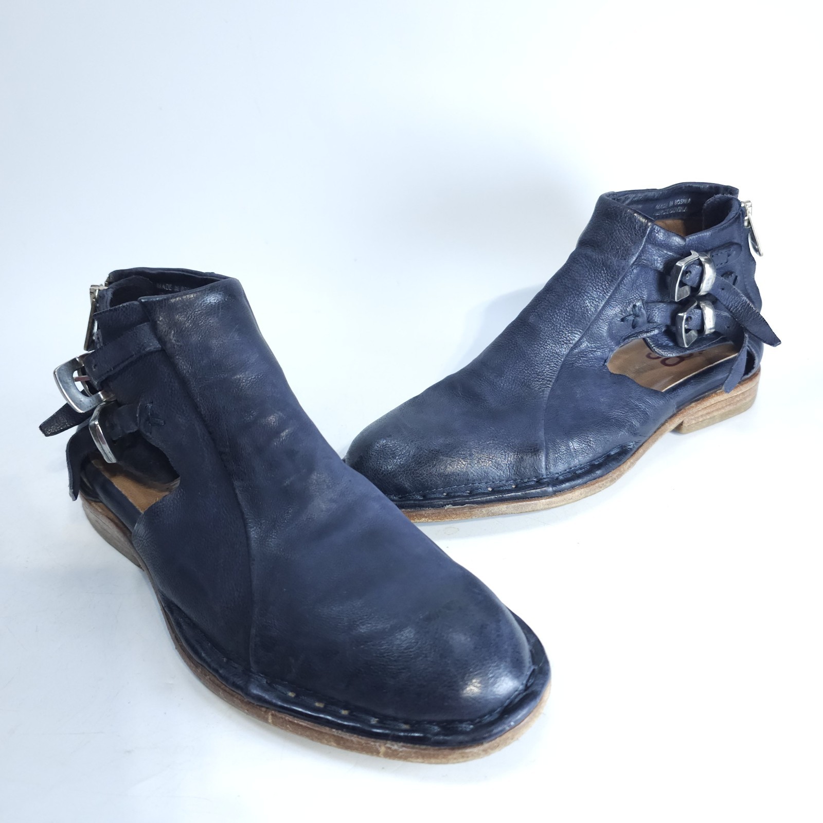 A.S.98 Dusty Meadow Navy Leather Boots Size 36 US 5.5 Boho Moto Bosnia