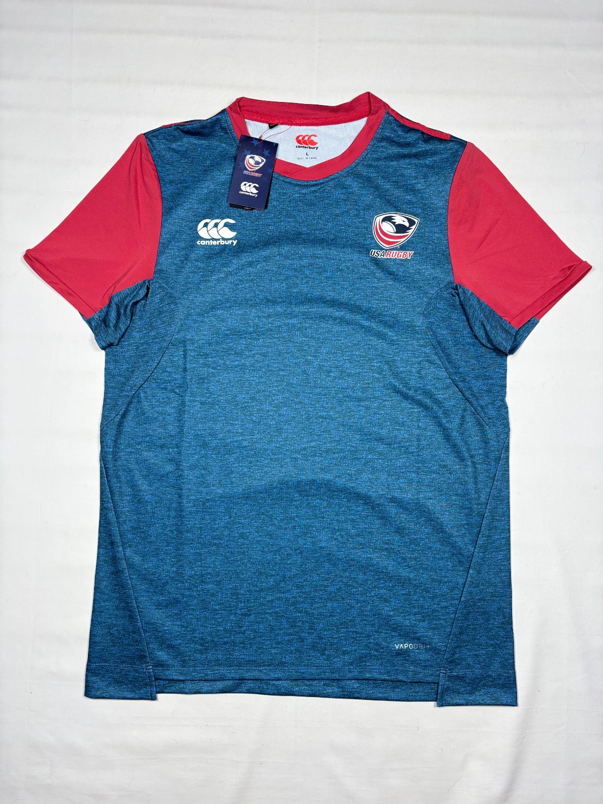 NWT Canterbury USA Rugby Mens L Vapodri Drill Tee Short Sleeve Athletic Shirt
