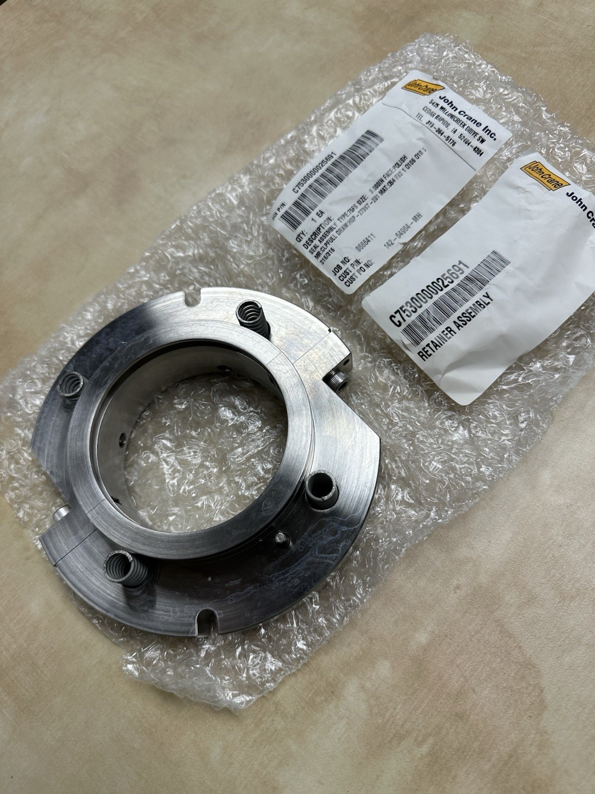 John Crane C7530000025691 Seal Assy SS Type 75FS sz 3 John Crane C7530000025691 Seal Assy SS Type 75FS sz 3