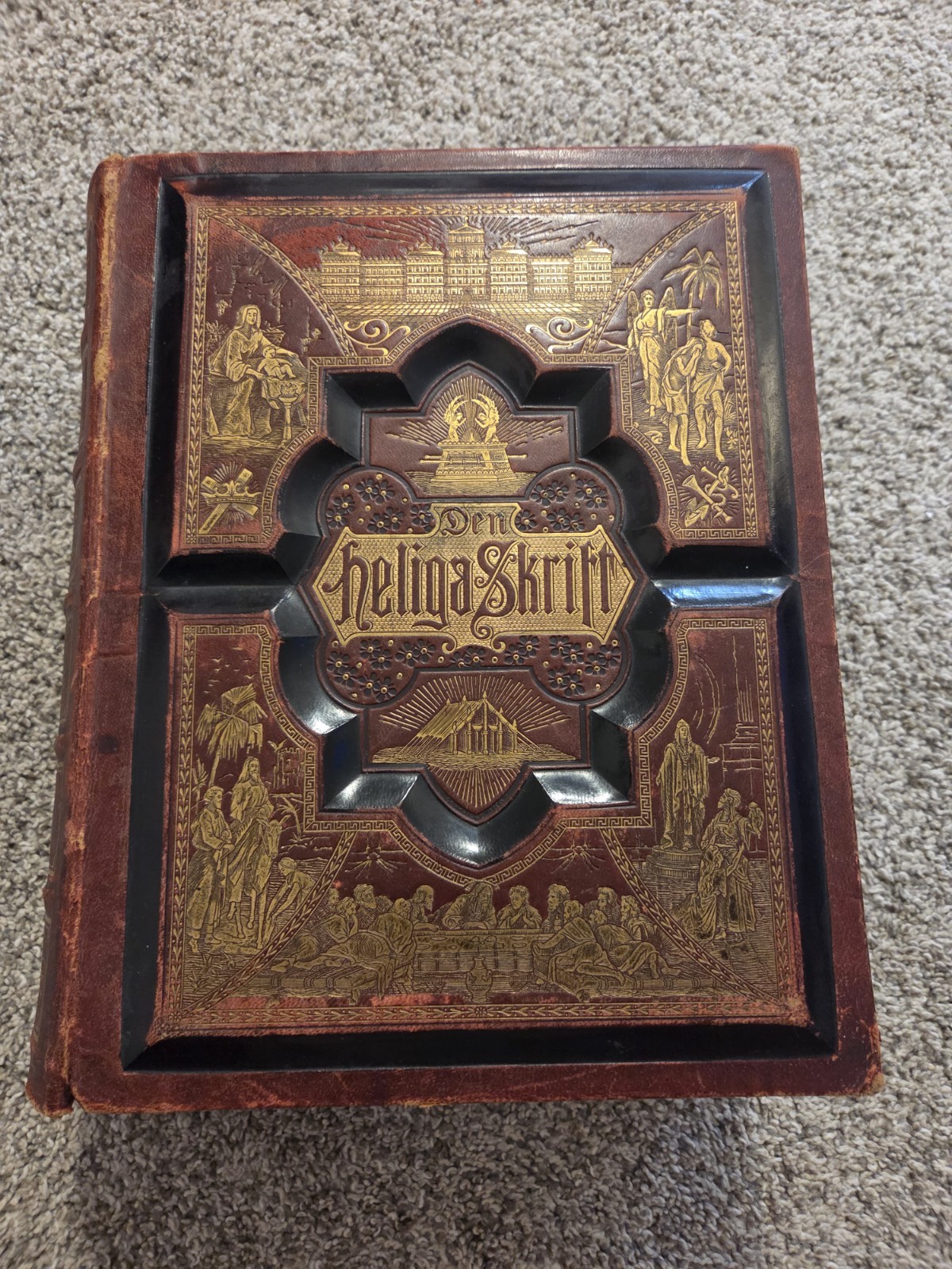 ANTIQUE 1889 FAMILY BIBLE SWEDISH LANGUAGE DEN HELIGA SKRIFT ACCEPTABLE ✝️ ANTIQUE 1889 FAMILY BIBLE SWEDISH LANGUAGE DEN HELIGA SKRIFT ACCEPTABLE ✝️