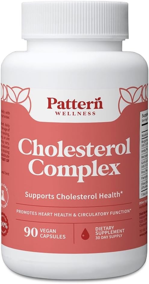 1-5 pack Pattern Wellness Cholesterol Complex Supplement – 90 Vegan Capsules