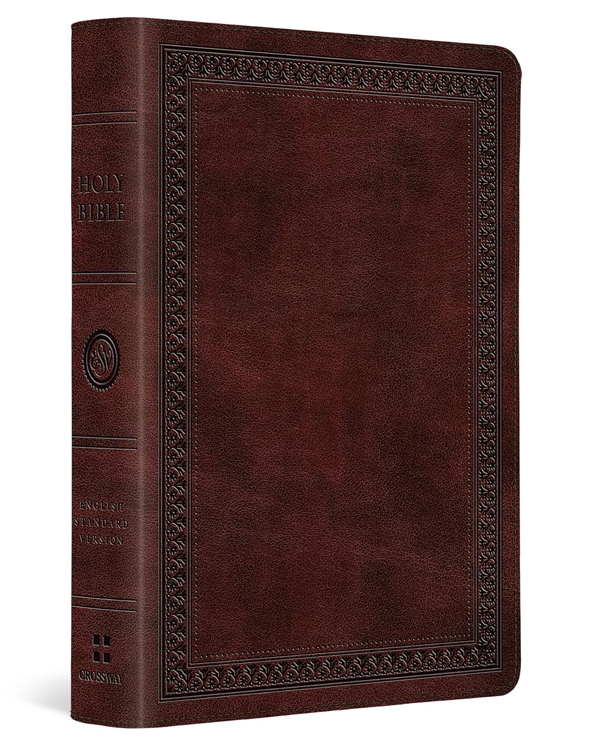 ESV Large Print Compact Bible, Red Letter (Trutone, Mahogany, Border Design)