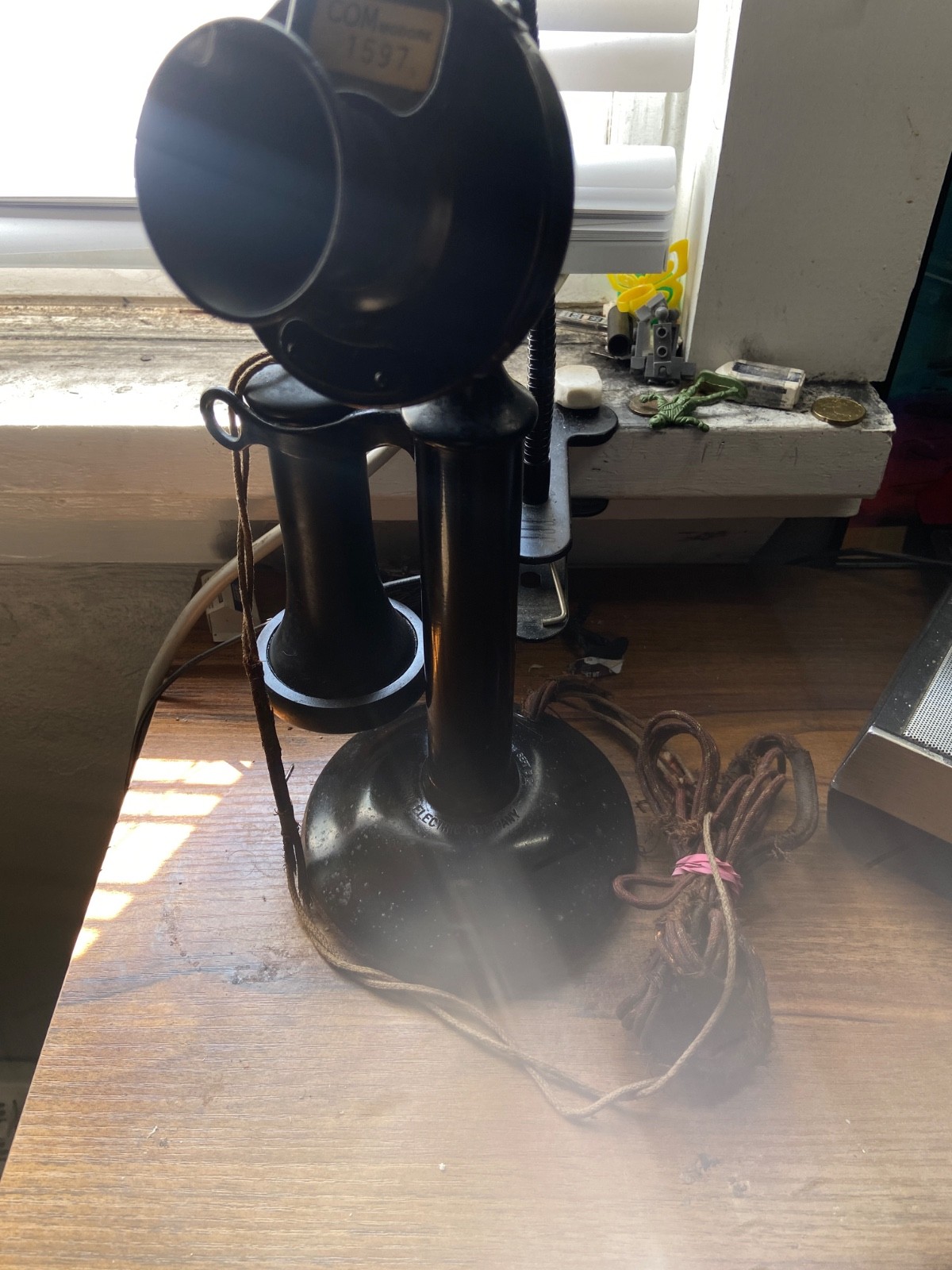 VINTAGE ANTIQUE CANDLESTICK TELEPHONE W/ COMMDORE TAG VINTAGE ANTIQUE CANDLESTICK TELEPHONE W/ COMMDORE TAG