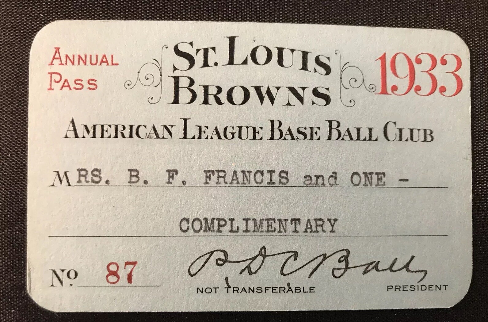 1933 Hank Greenberg First Hit Detroit Tigers St. Louis Browns Ticket  Pass MT⚾️