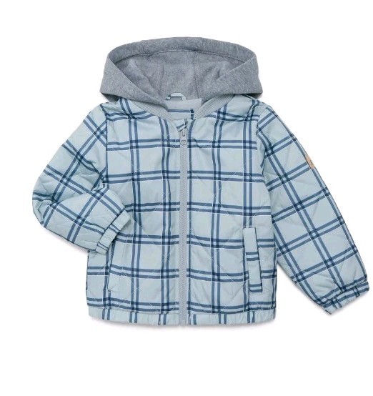 Carter\'s Child Of Mine Plaid Hooded Puffer Jacket Blue 4T Fleece Full Zip Carter\'s Child Of Mine Plaid Hooded Puffer Jacket Blue 4T Fleece Full Zip