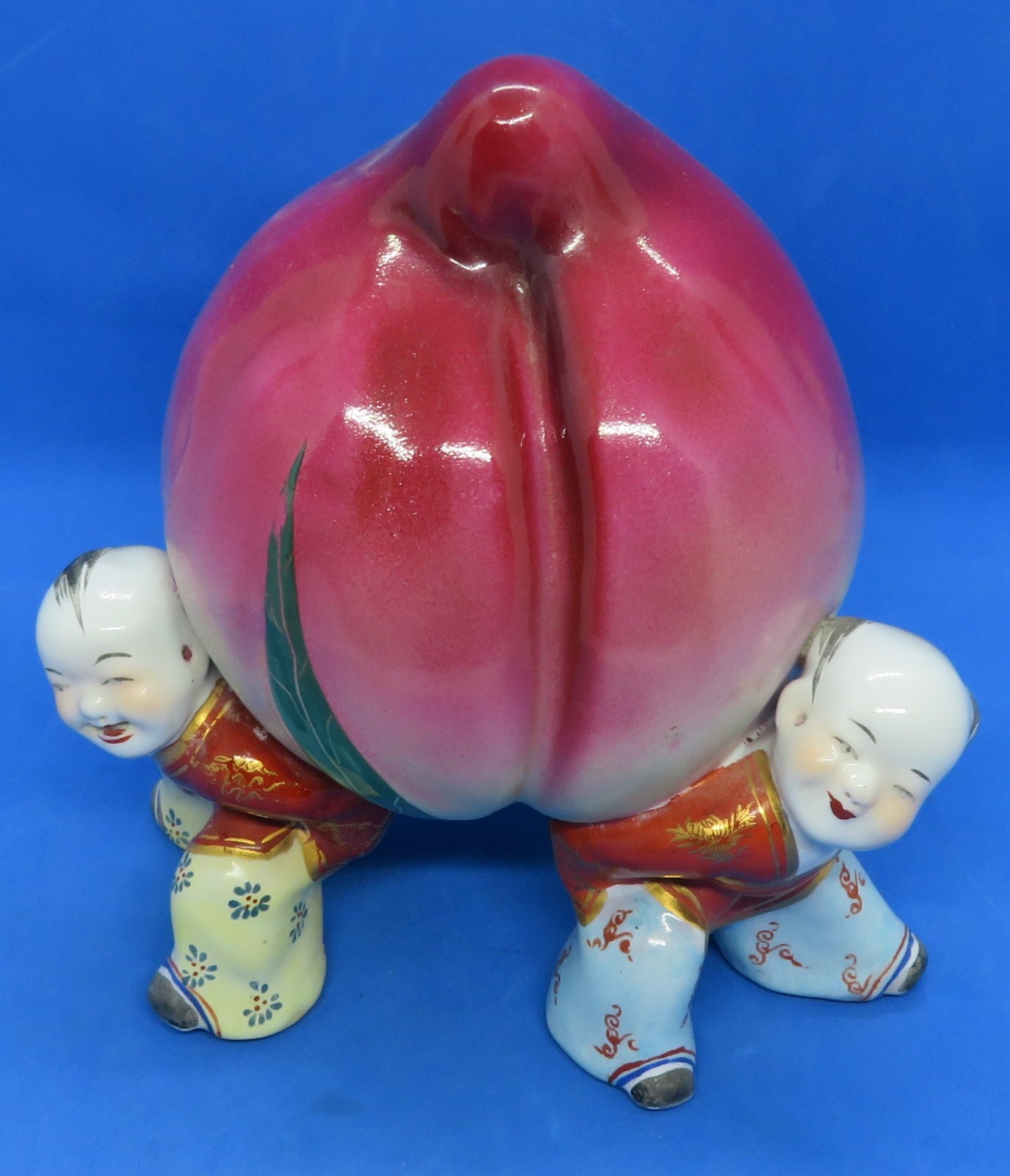 Chinese Cantonese vintage Art Deco antique children with fruit figurine ornament Chinese Cantonese vintage Art Deco antique children with fruit figurine ornament