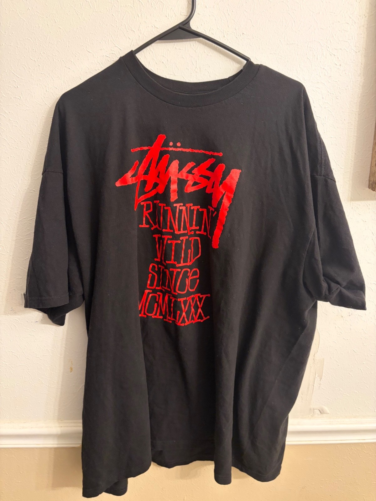Stussy 2XL VTG men\'s T-shirt vintage rare 90\'s EUC RARE HIGH GLOSS black & Red