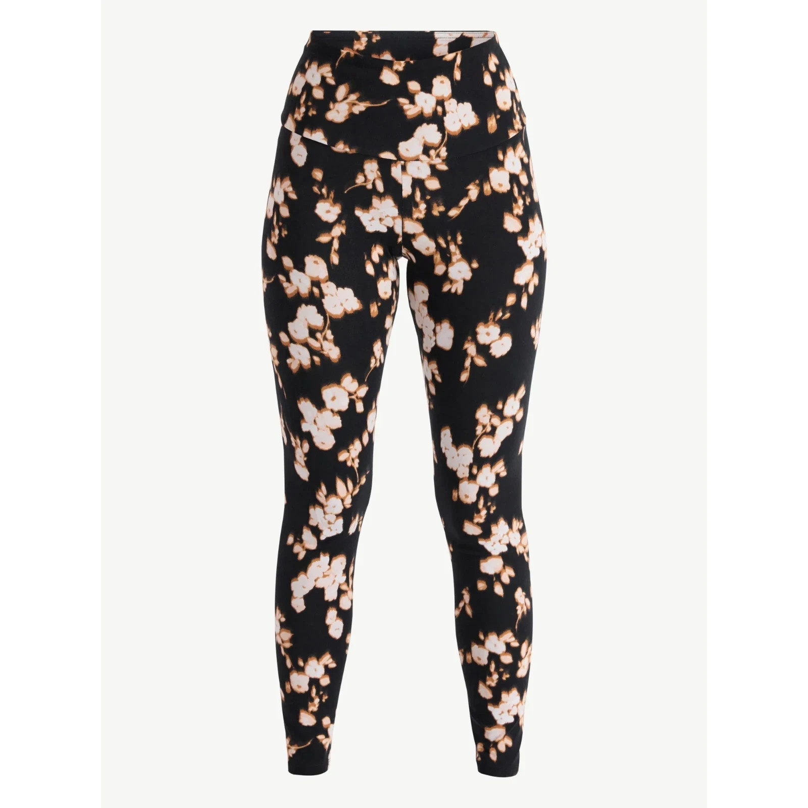 NEW No Boundaries Black Pony Floral Women\'s Ankle Length Leggings LG (12-14)