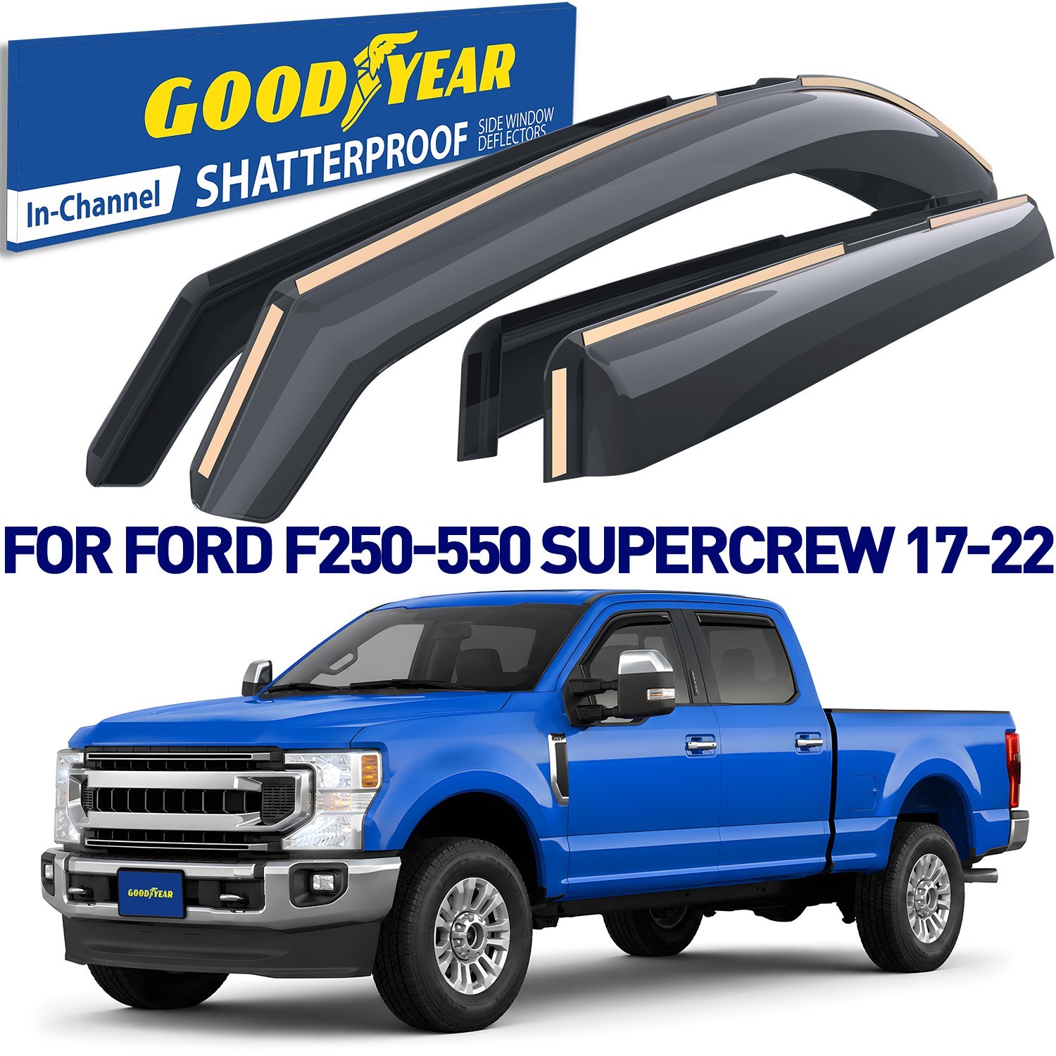 Rain Guards Vent Visors Shade for 2017-2022 Ford F-250-550 SuperCrew Rain Guards Vent Visors Shade for 2017-2022 Ford F-250-550 SuperCrew