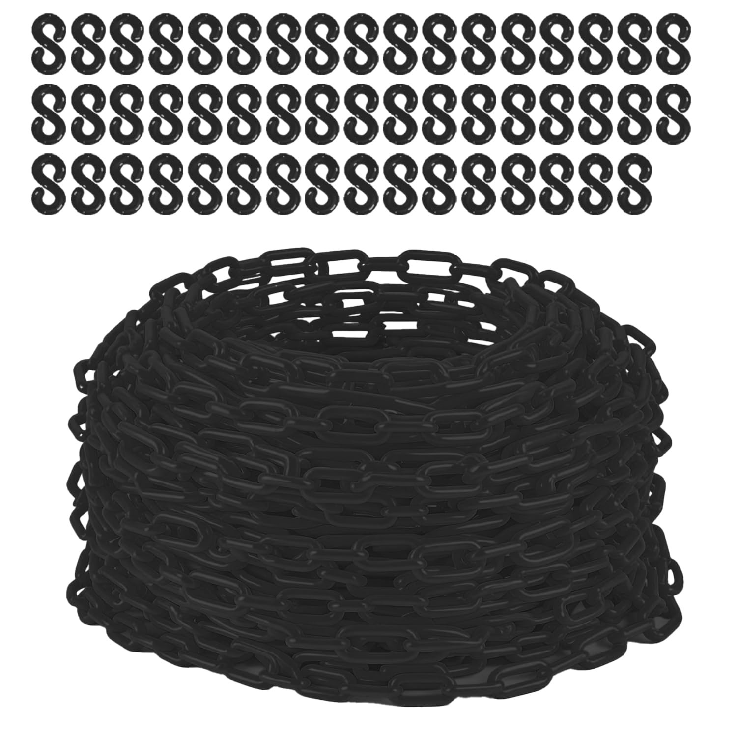 240FT Plastic Safety Chain 1.5in Links 6mm Thick included 50 Hooks Crowd Control