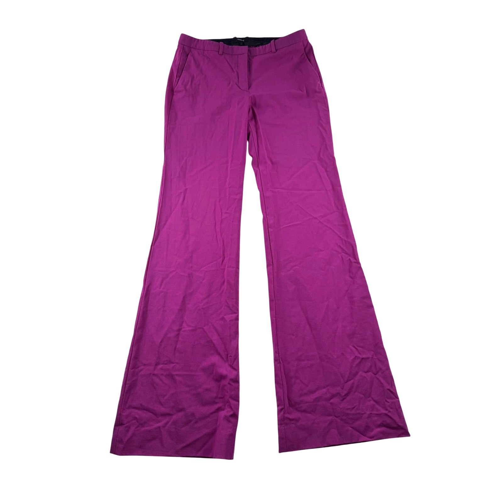 Theory Demitria 2 Flare Pants 6 Magenta Purple Wool Suit Trousers Career Classic