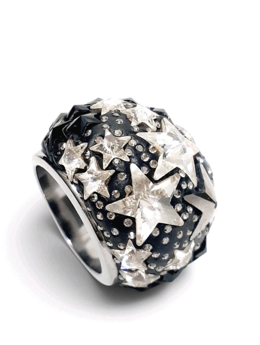 Swarovski Black Stars Fizz Ring Rare Size 55/7 