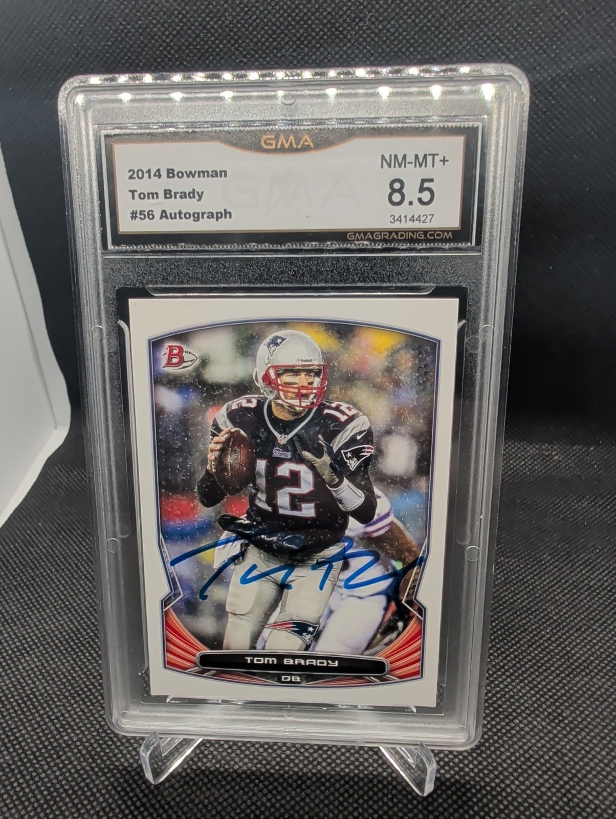 2014 Bowman #56 Tom Brady Autograph GMA Authentication 8.5 Collectible Card