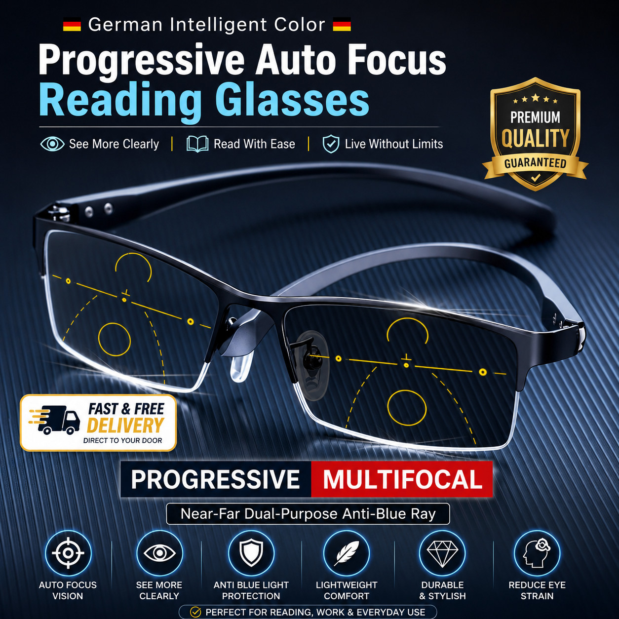 German Intelligent Color Progressive Auto Focus Reading Glasses See More Clearly German Intelligent Color Progressive Auto Focus Reading Glasses See More Clearly