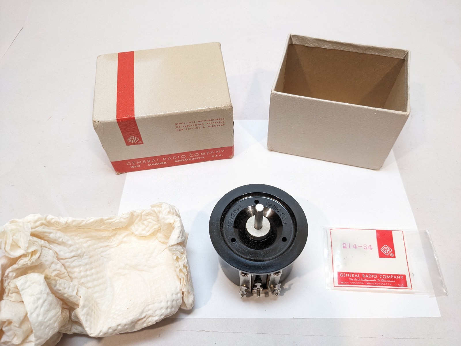 Vintage General Radio 371-S48 Lab Rheostat Variable Resistor w/ Box & Hardware