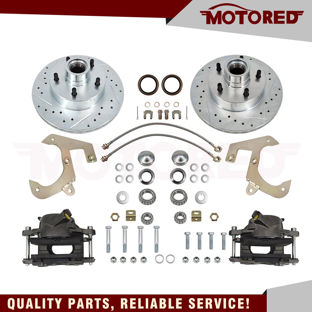 For 49-54 Chevy Car/53-62 Corvette Disc Brake Conversion Kit FR Drilled&slotted