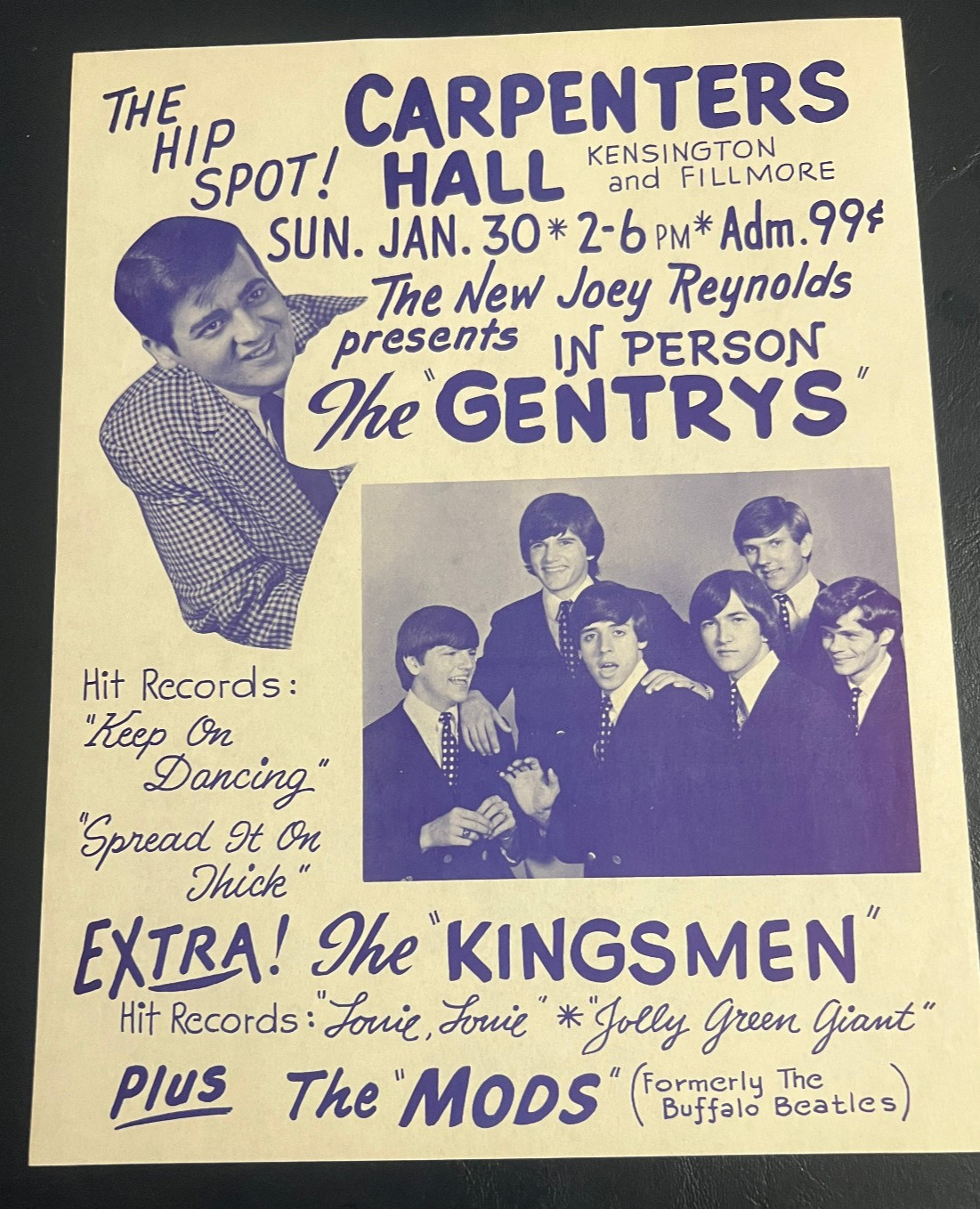Garage Rock 1966 Concert Handbill for The Gentrys The Kingsmen Buffalo NY Garage Rock 1966 Concert Handbill for The Gentrys The Kingsmen Buffalo NY