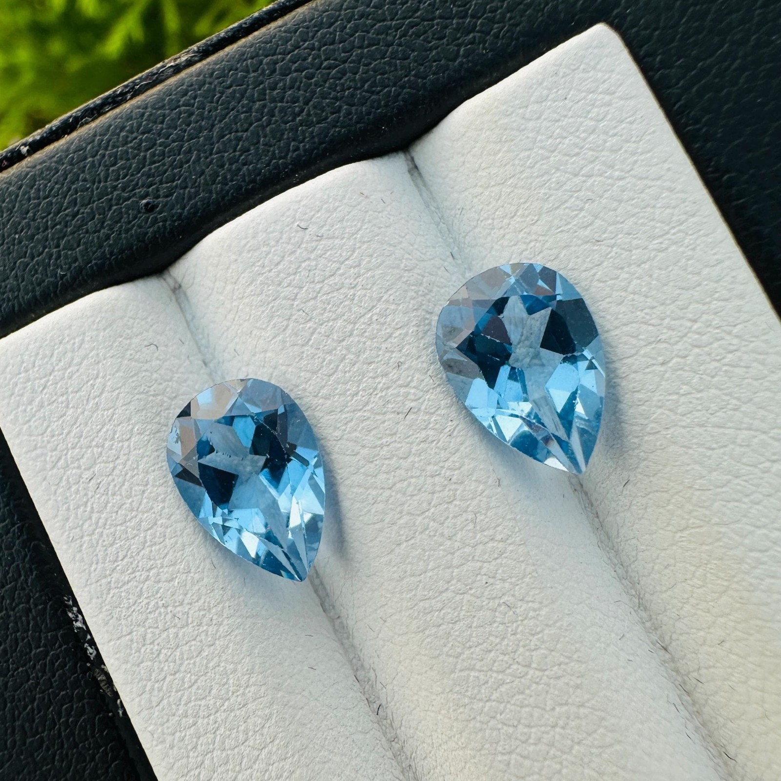 Natural Blue Topaz Matching Pair, 5.3 Carat, 10x7mm Pear Cut Loose Gemstones