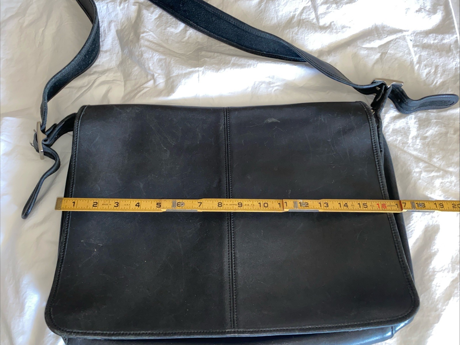 COACH Vtg LEGACY 5206 Full Flap XL BLACK Leather Messenger SEE PICTURES Heavy