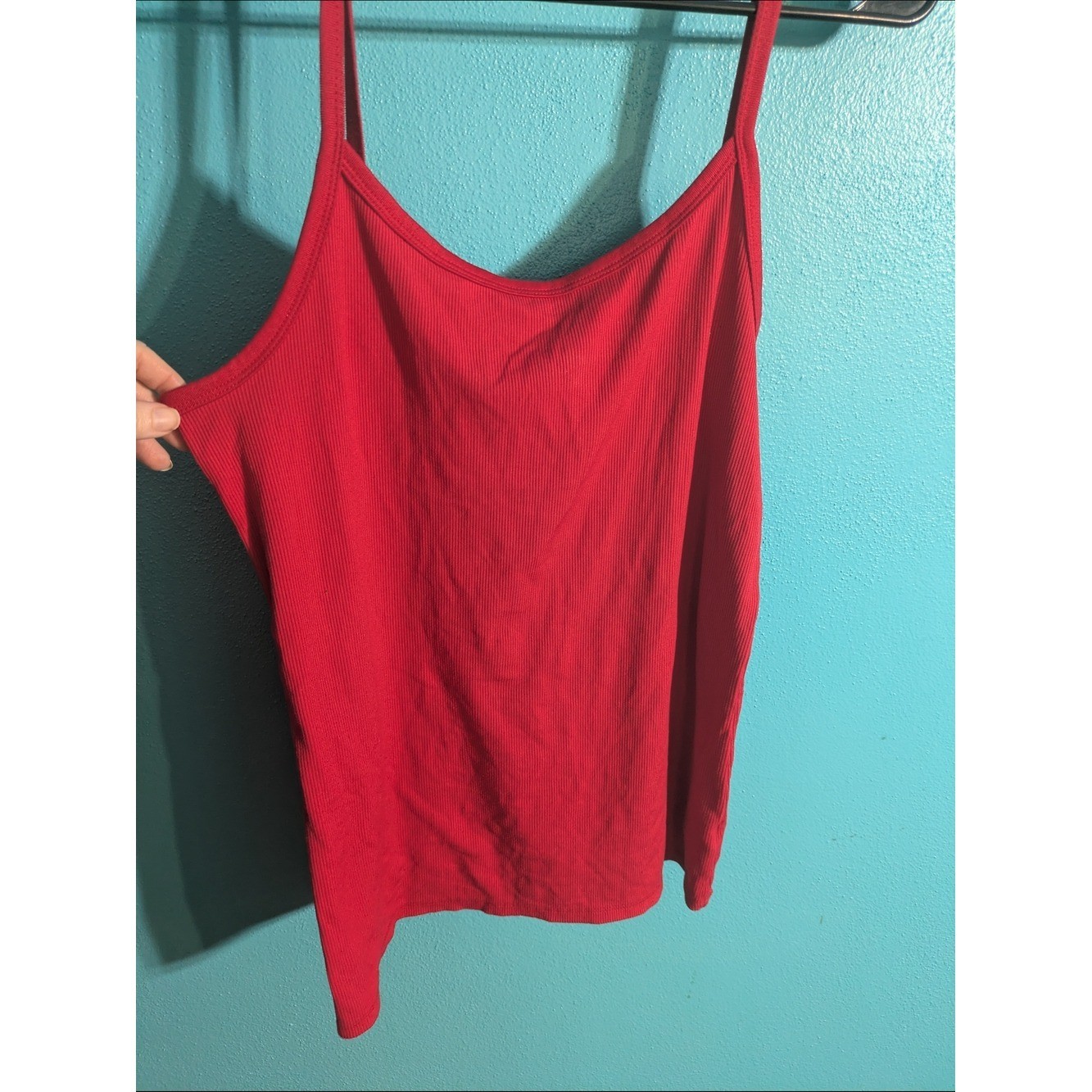Red Ribbed Cami Tank | Y2K Aesthetic | XL Red Ribbed Cami Tank | Y2K Aesthetic | XL