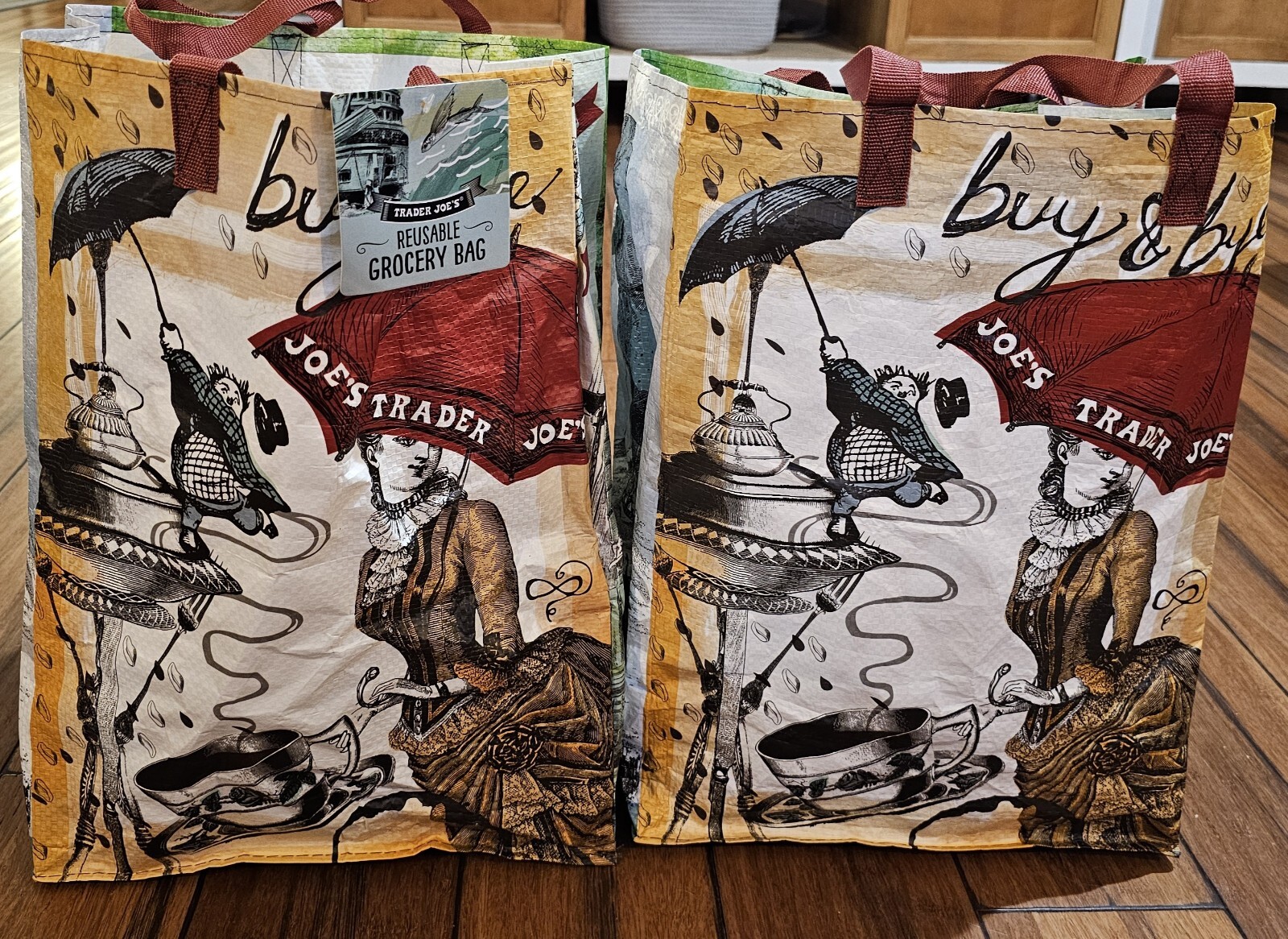 New Trader Joes Reusable Shopping Tote Grocery The Evergreen State Lot Of 2