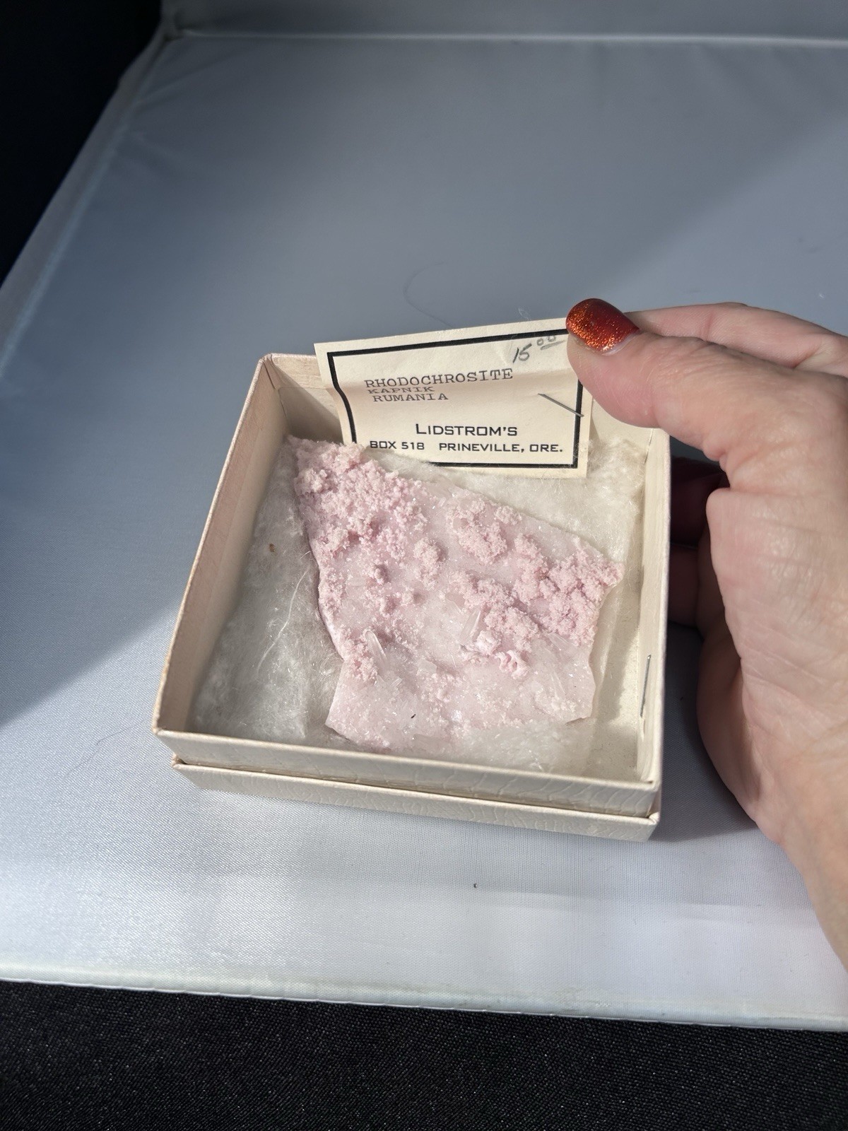 Rhodochrosite Quartz Crystal Kapnik Romania Lidstrom Label Small Cabinet