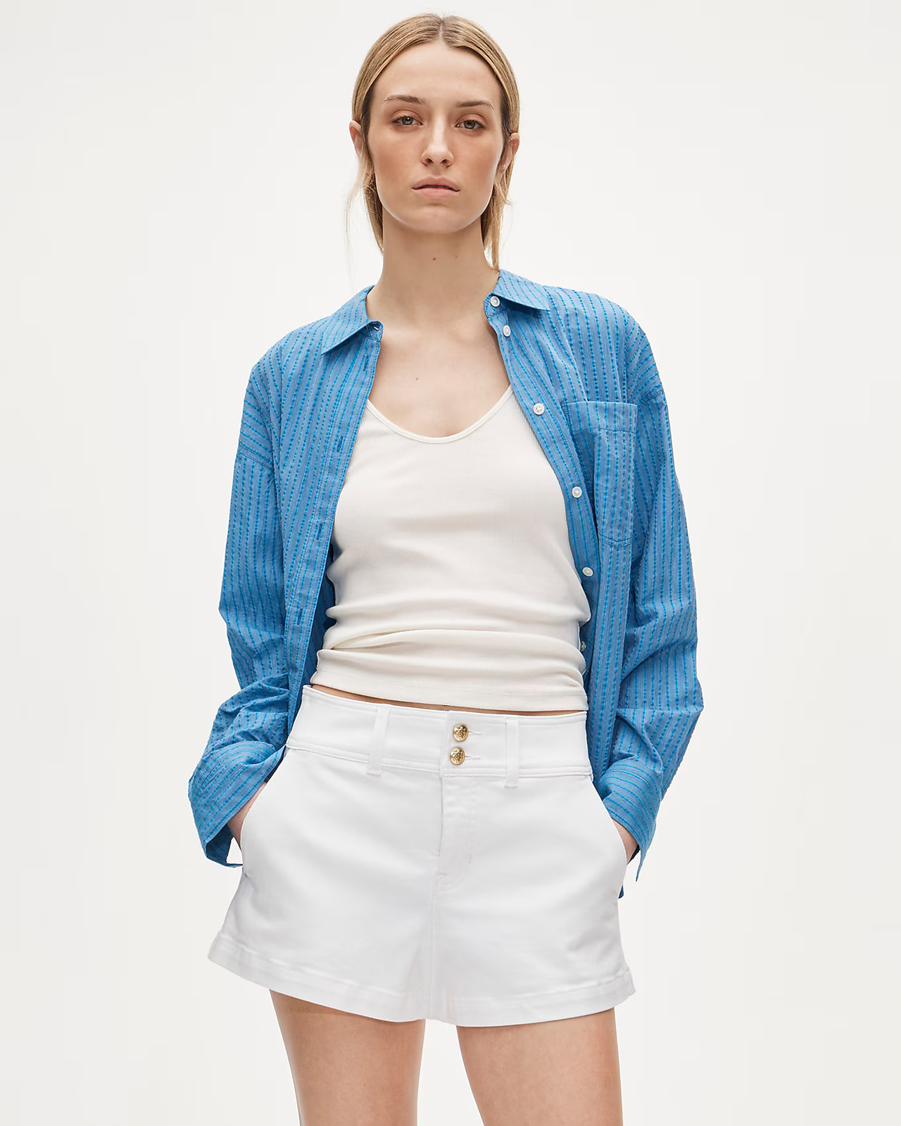 New JCREW Size 30 Stacked-Button Denim Short in White $98 CI067 New JCREW Size 30 Stacked-Button Denim Short in White $98 CI067