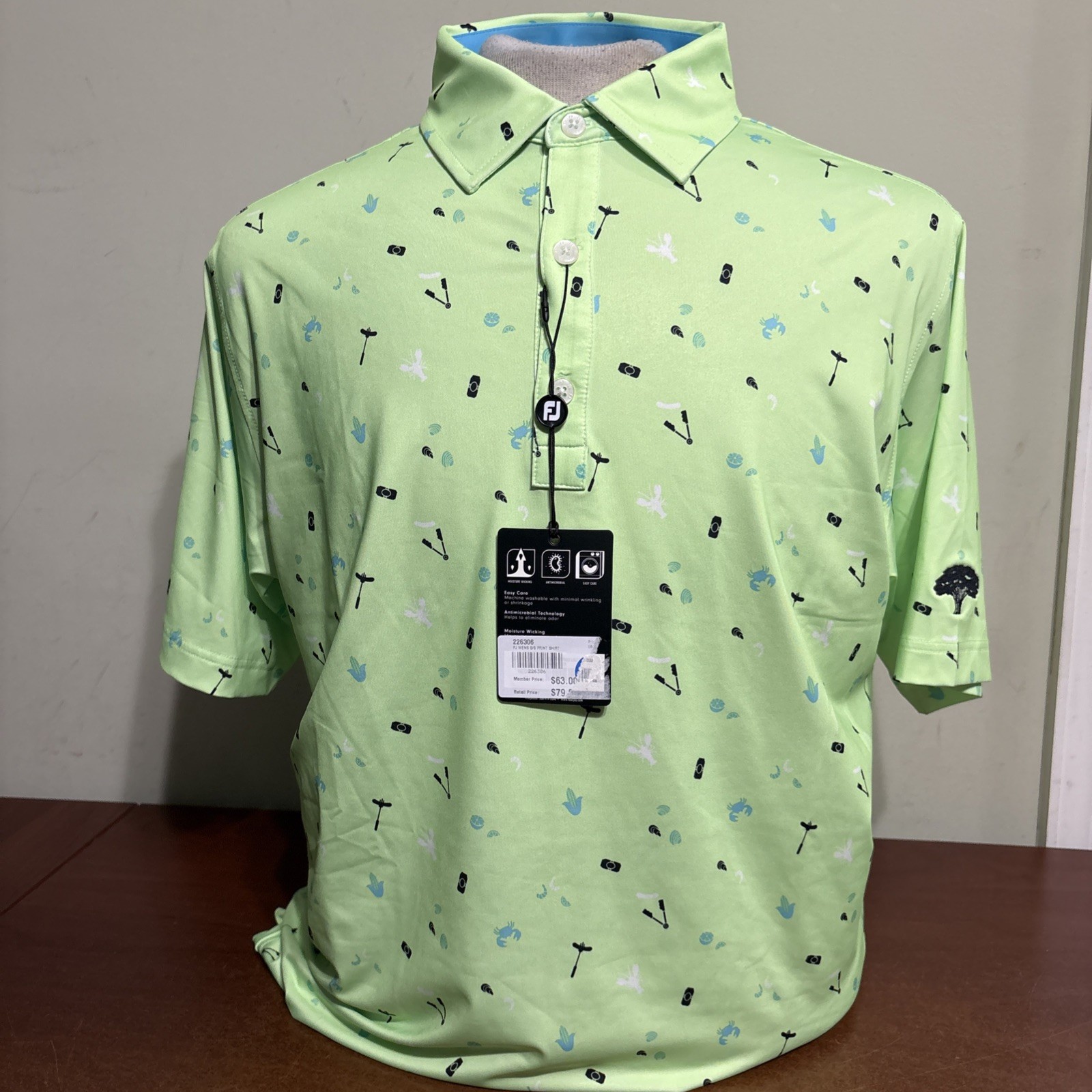 Footjoy Clam Bake Lime Green Mens Medium or XL Golf Polo Shirt New NWT 29193