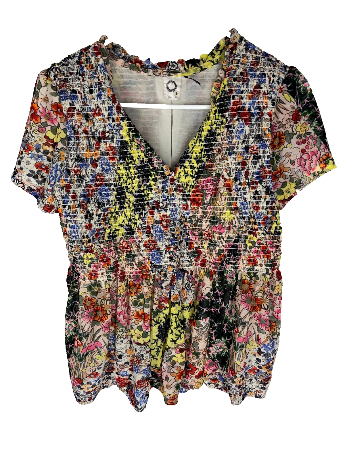 AKEMI + KIN Top Size Small Floral Smocked Boho DItzy Fairy Beach Summer Spring