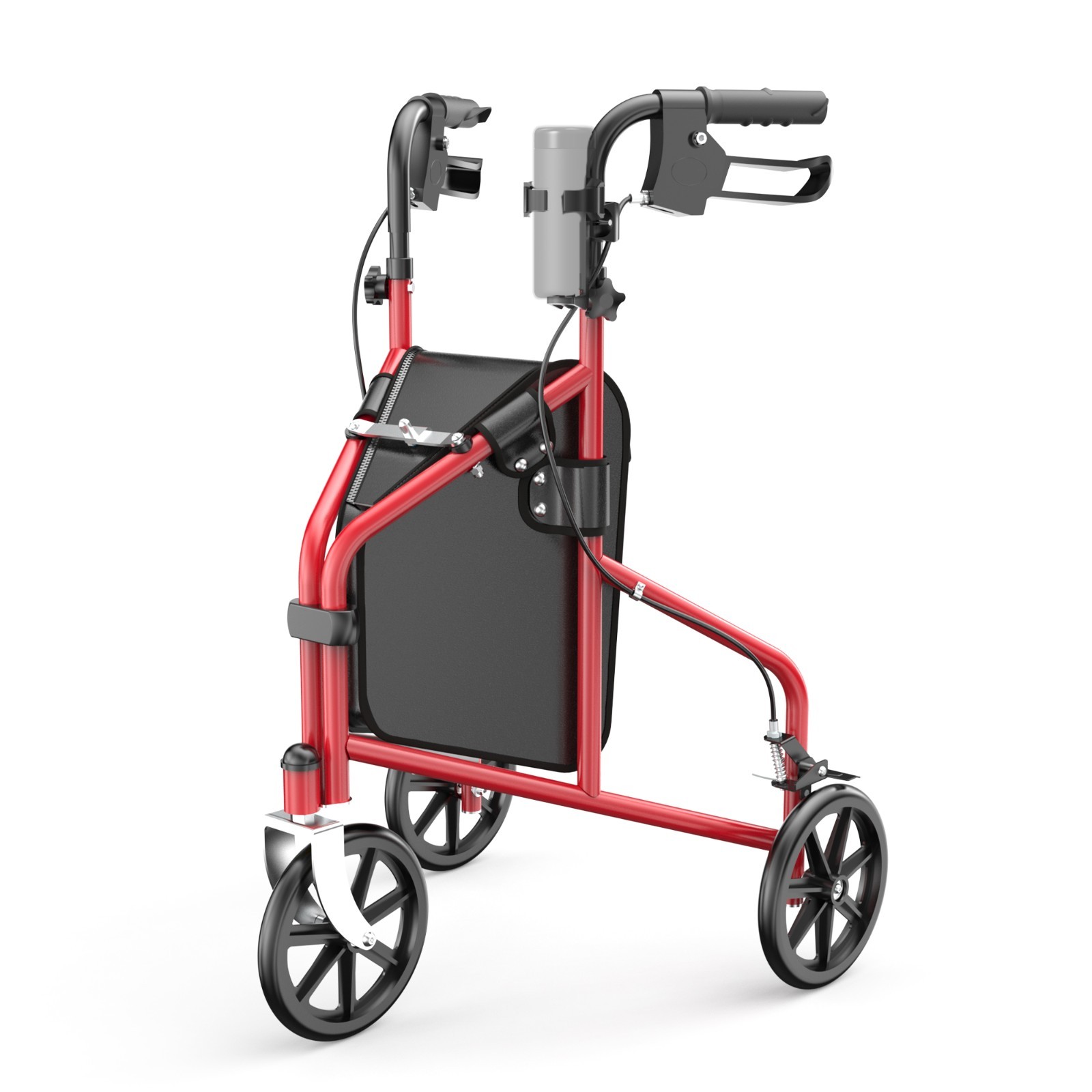 Flybrother Lightweight 3 Wheel Walker for Seniors Aluminum Rollator, Red