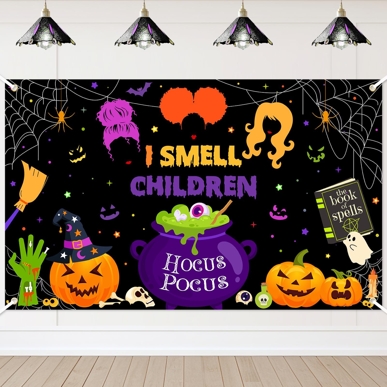 Avezano 6x3.6ft I Smell A Child Backdrop Hocus Pocus Witch 6x3.6ft, black