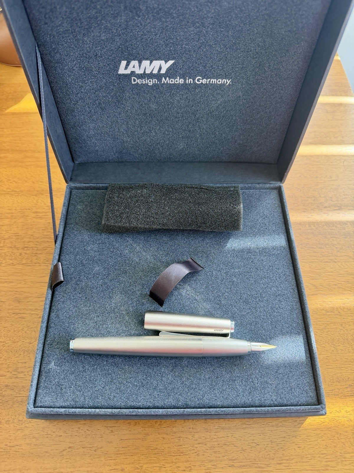 LAMY Studio Palladium Fountain Pen | 14K Gold Medium (M) Nib | Box & Papers