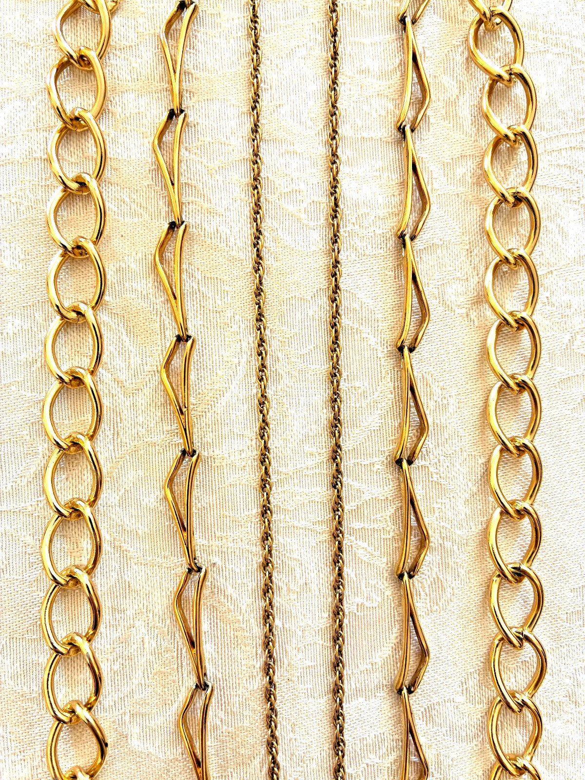 Lot of 3 Vintage Gold Tone Chain Necklaces 1960s-1970s Big Curb, Monet, Starfish