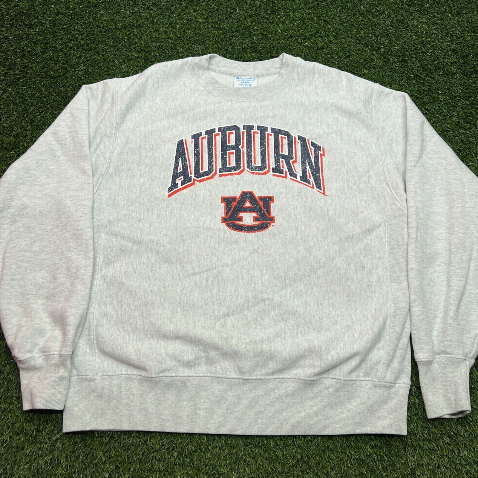 VTG Y2K Champion Auburn Tigers Sweatshirt Large L Gray Pullover Reverse Weave