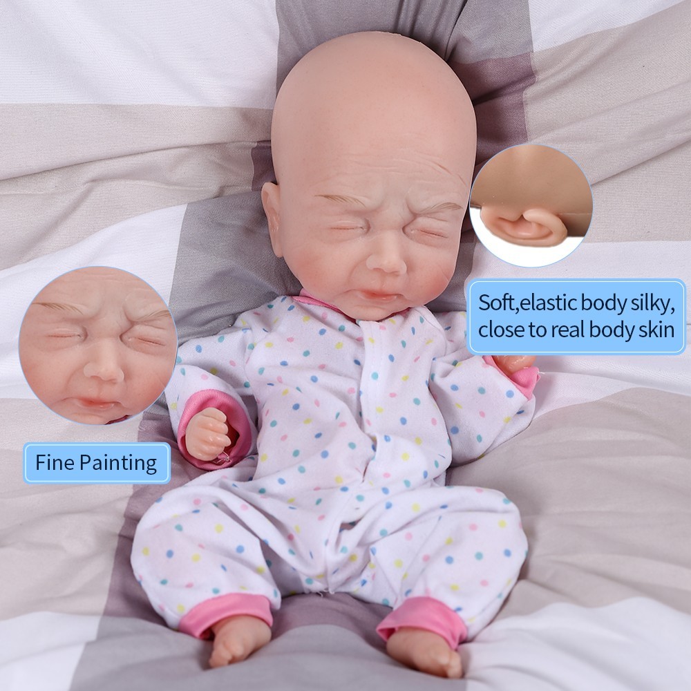 Full‑Body Platinum Silicone 15\'\' Preemie Reborn Boy Doll Closed Eye Newborn Gift