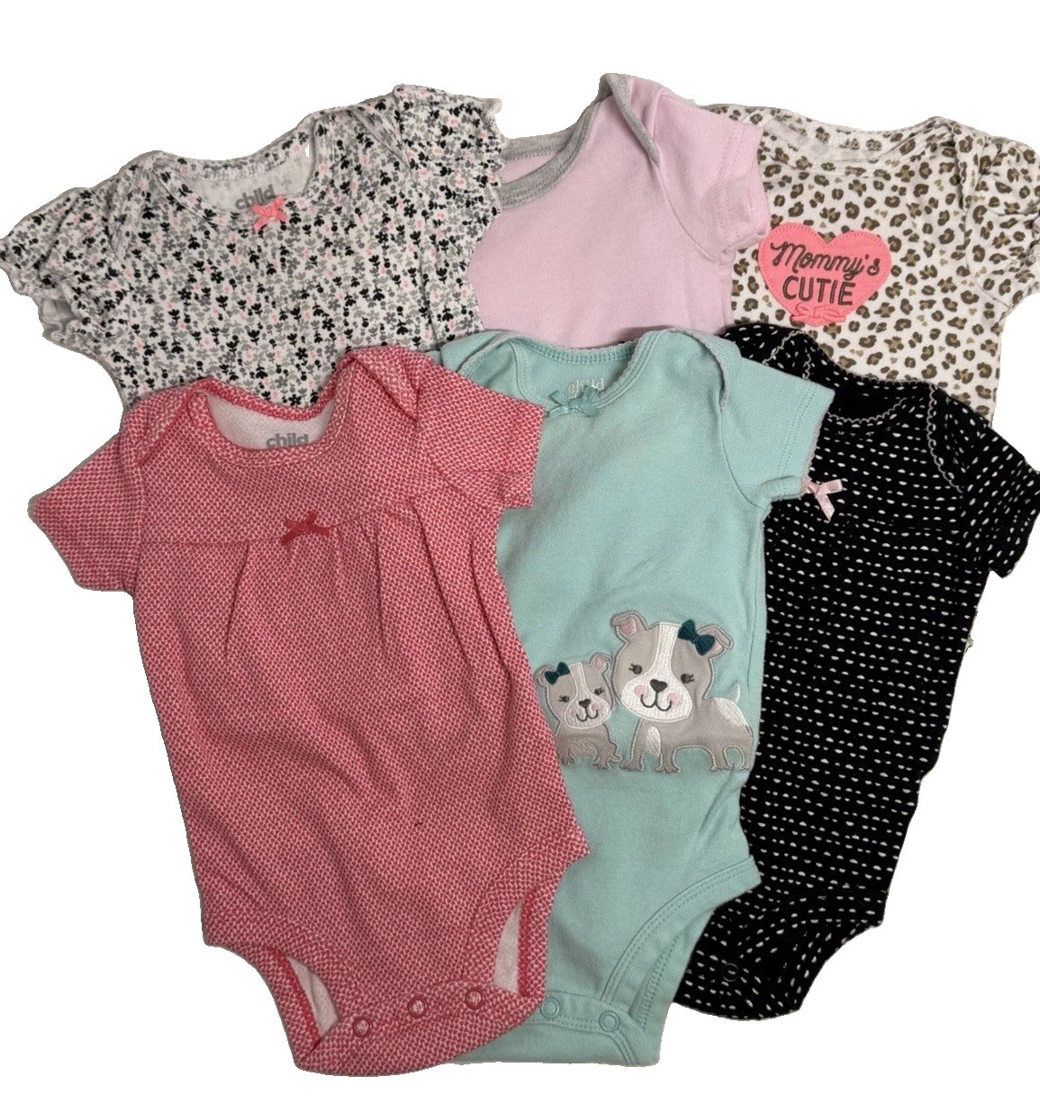 Baby Girl 0-3M Bodysuit Bundle 6 Pc Child of Mine Carter’s Floral Leopard