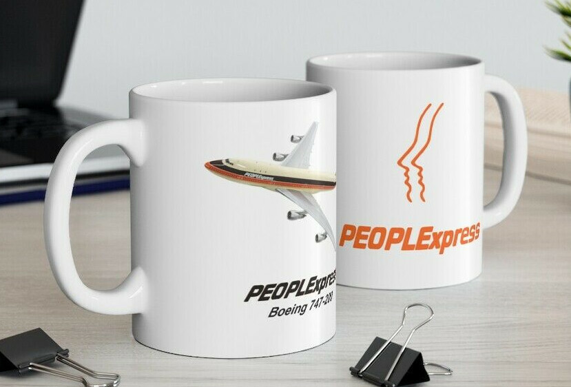 People Express Airlines B-747 Coffee Mug