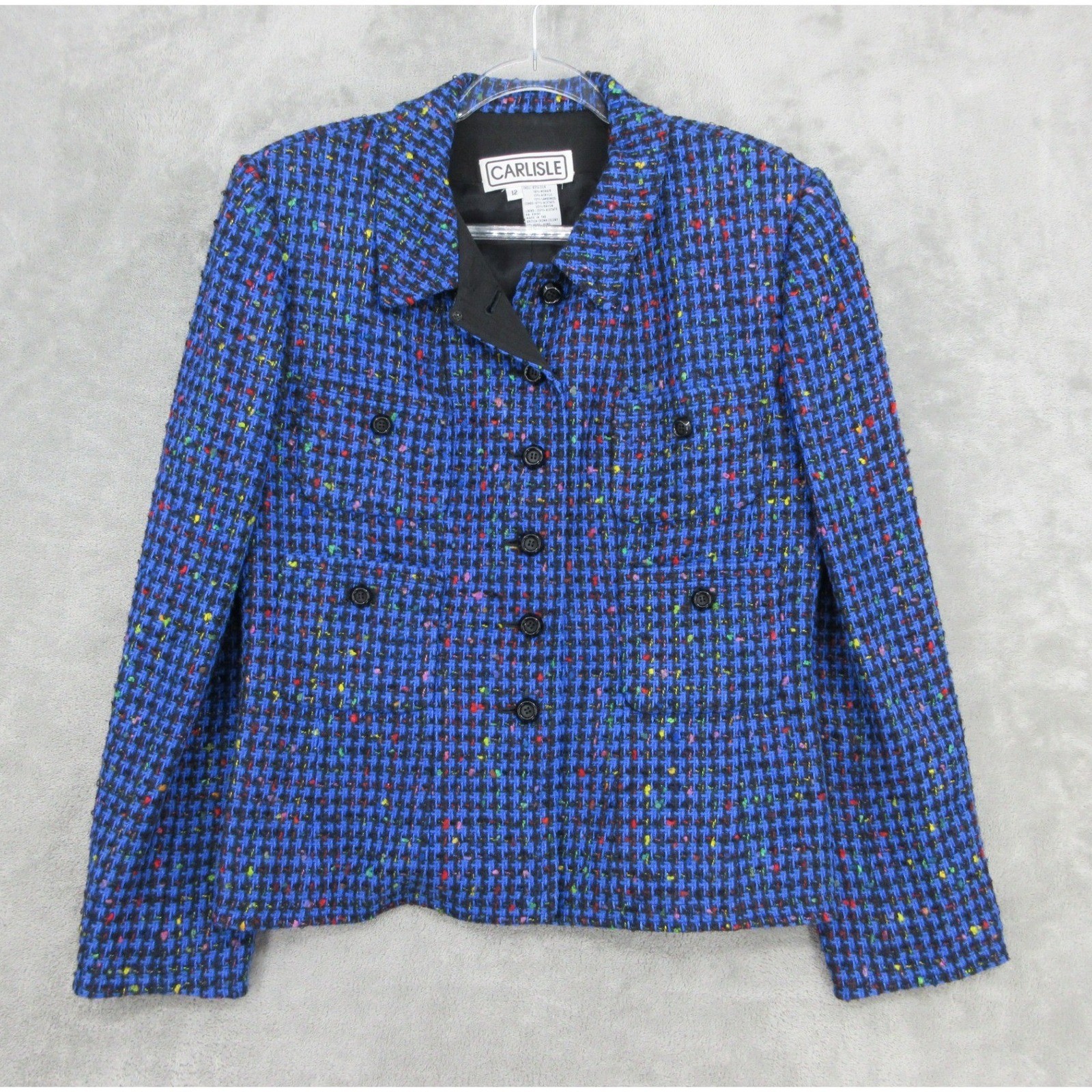 Vintage Carlisle Jacket Womens Size 12  Silk Mohair Tweed Houndstooth Preppy