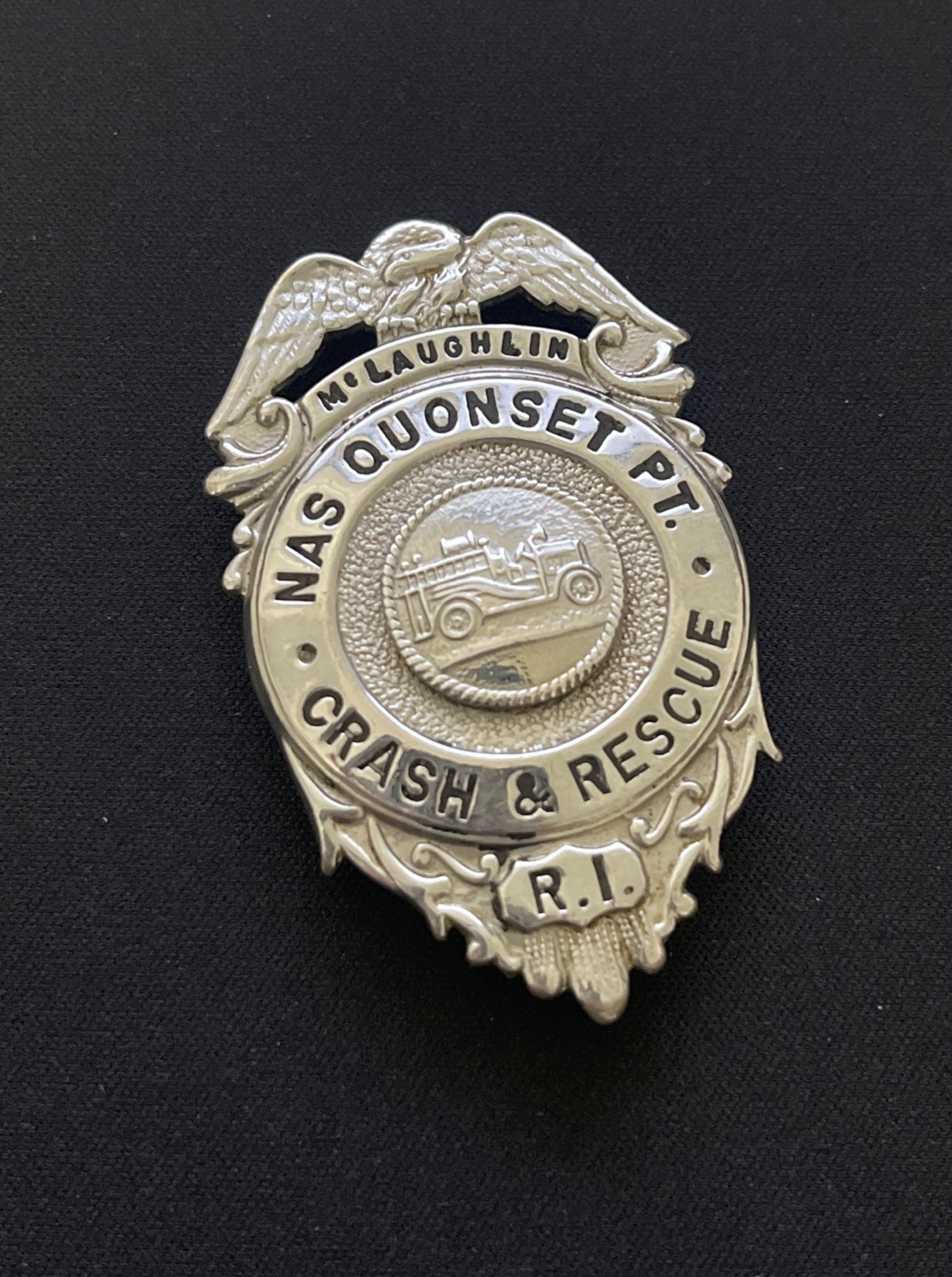 Vintage NAS Quonset Point Crash & Rescue Badge Obsolete Deactivated McLaughlin Vintage NAS Quonset Point Crash & Rescue Badge Obsolete Deactivated McLaughlin