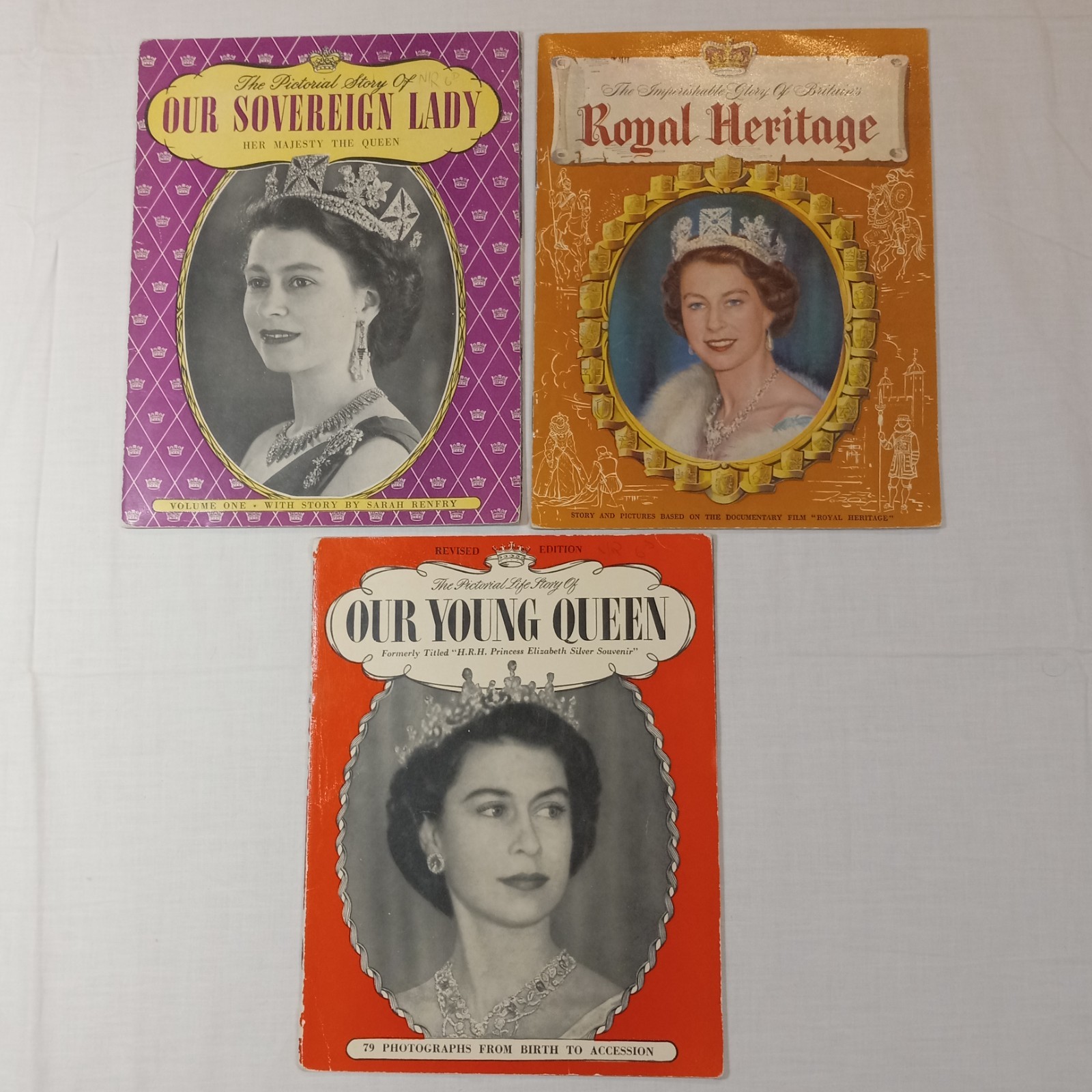 50s Young Queen Elizabeth II Pictorial Book Lot Photo Illustrated Vintage