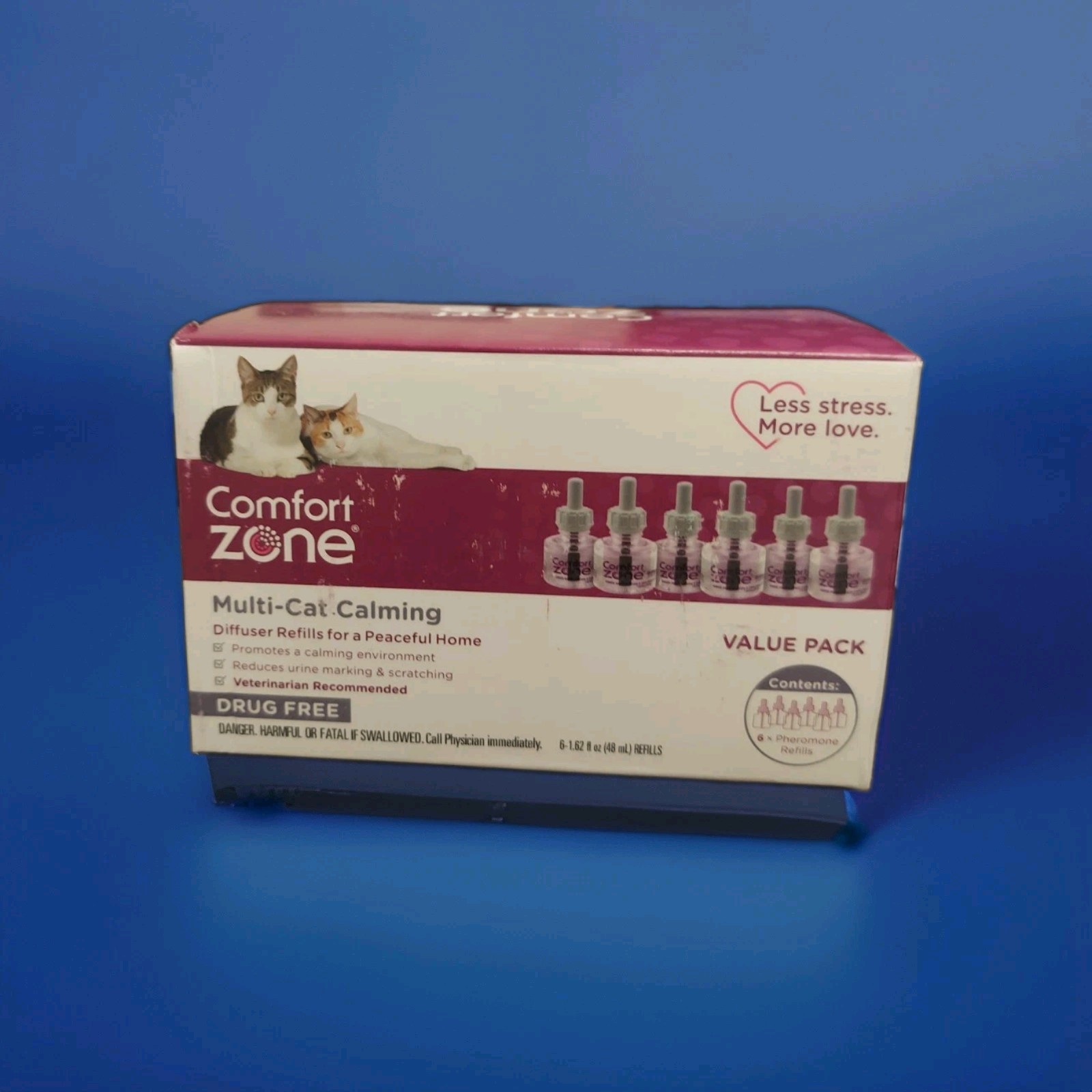 COMFORT ZONE 6 Pack  Multi Cat Calming Diffuser Refill,  Damaged Box