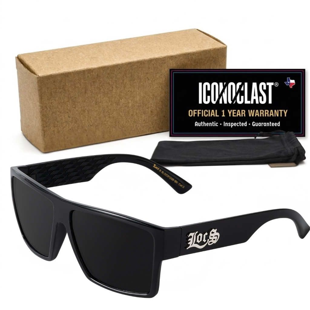 Locs 91246 Black Flat Top Sunglasses with Iconoclast 1-Year Warranty - Authentic Locs 91246 Black Flat Top Sunglasses with Iconoclast 1-Year Warranty - Authentic