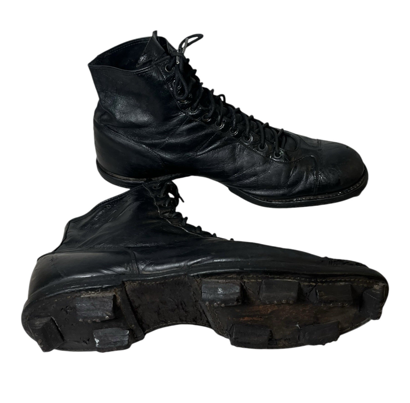Antique Circa 1910 Spalding Brand Stacked Leather Football Cleats Shoes Early